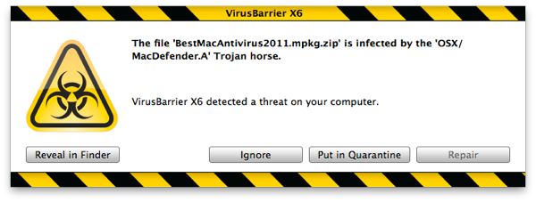 Virusbarrier Mac defender alert